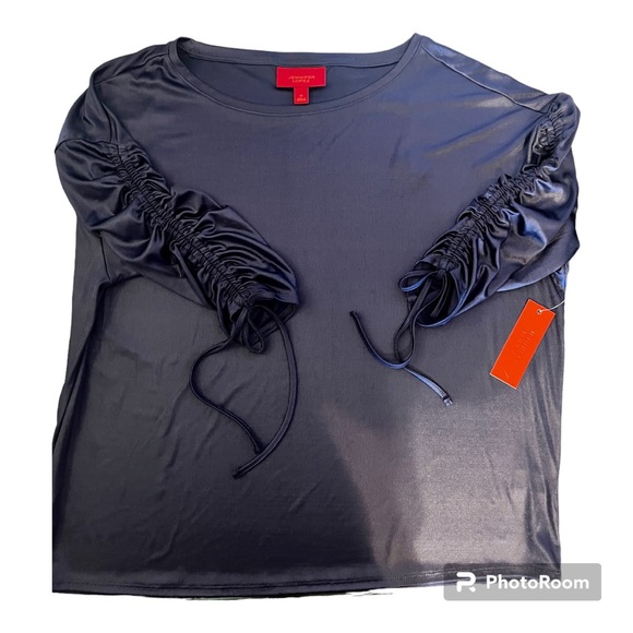 Elegant Deep Blue Blouse with Shiny Accents- NWT- Size M - Picture 5 of 12